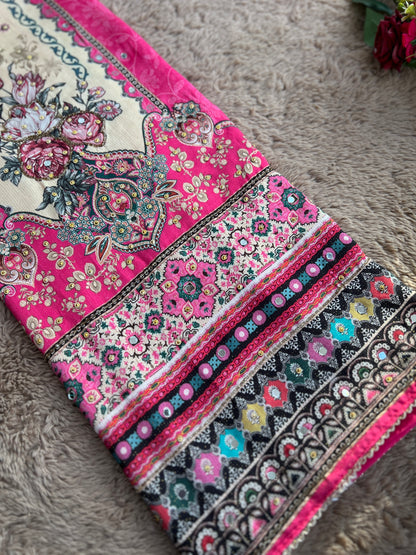 Pink shimmer Maslin Salwar Suits