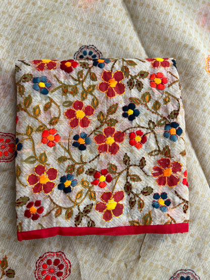 Floral Grace – Hand-Embroidered Chanderi Phulkari suit