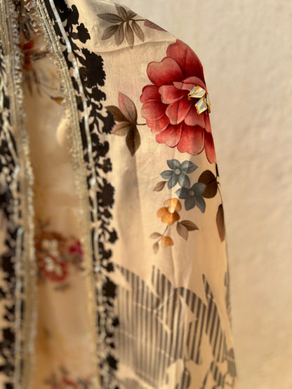Luxury Floral Printed Suit Set with Embroidery & Statement Dupatta