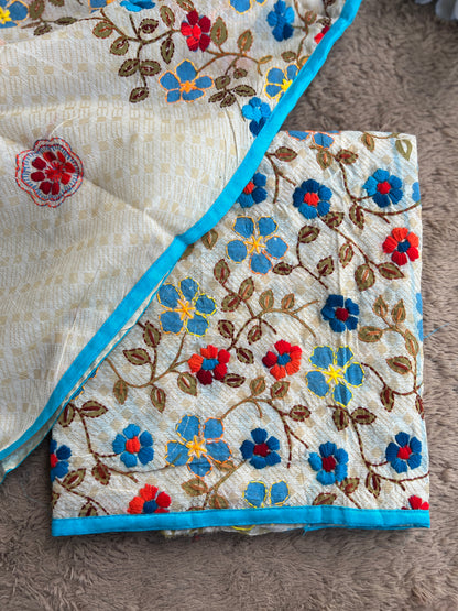 Floral Grace – Hand-Embroidered Chanderi Phulkari suit