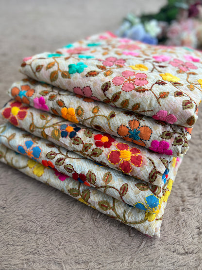 Floral Grace – Hand-Embroidered Chanderi Phulkari suit
