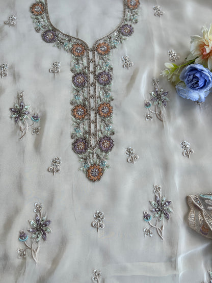 Russia Silk Ensemble with Intricate Embroidery