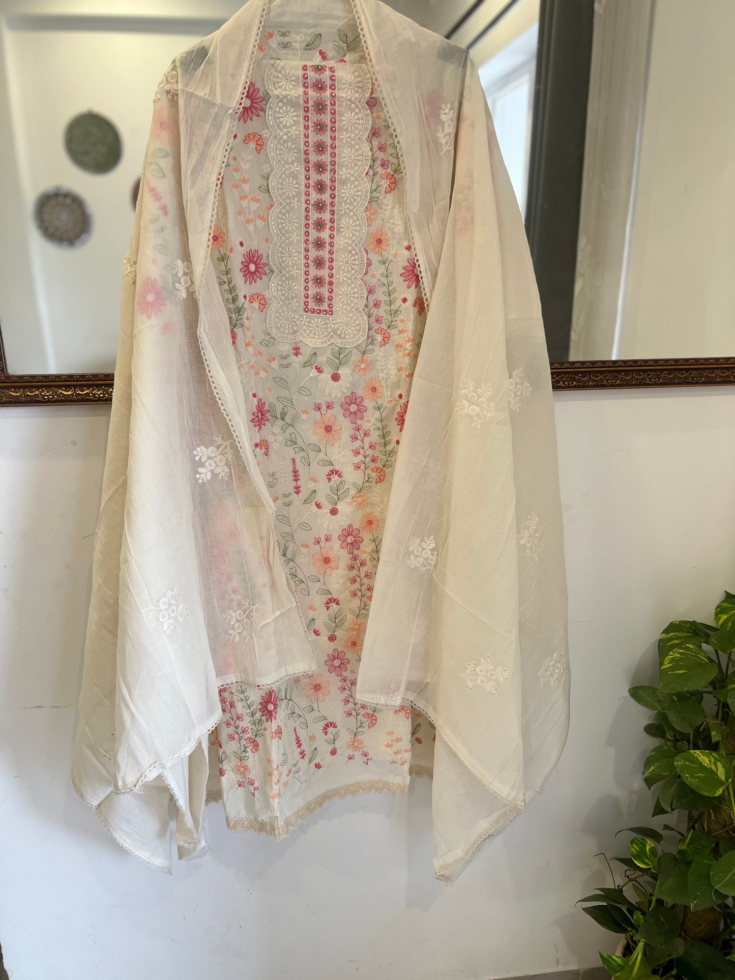 Floral Embroidered Pure Cotton Suit