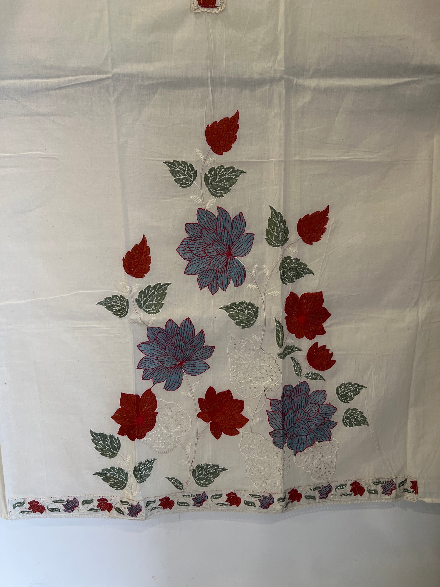 Floral Embroidered cotton suit