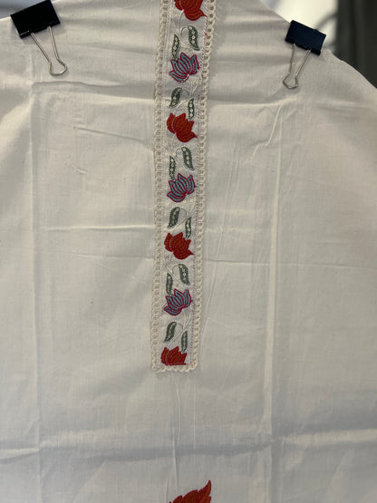 Floral Embroidered cotton suit