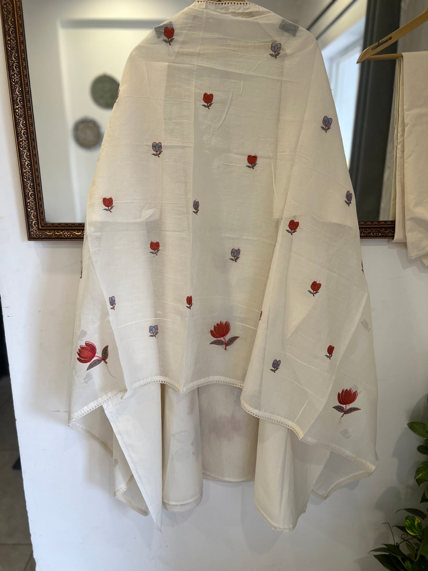 Floral Embroidered cotton suit