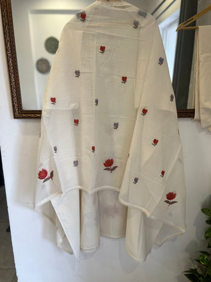 Floral Embroidered cotton suit