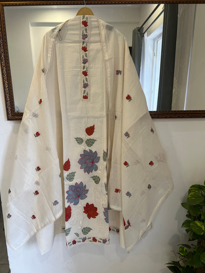 Floral Embroidered cotton suit