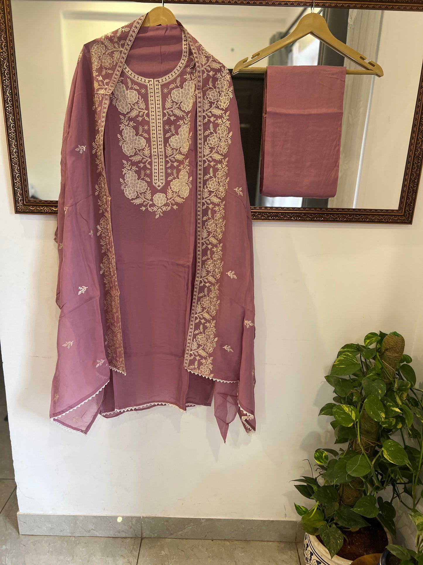 Stunning pastel shades Viscose Organza Salwar Suit