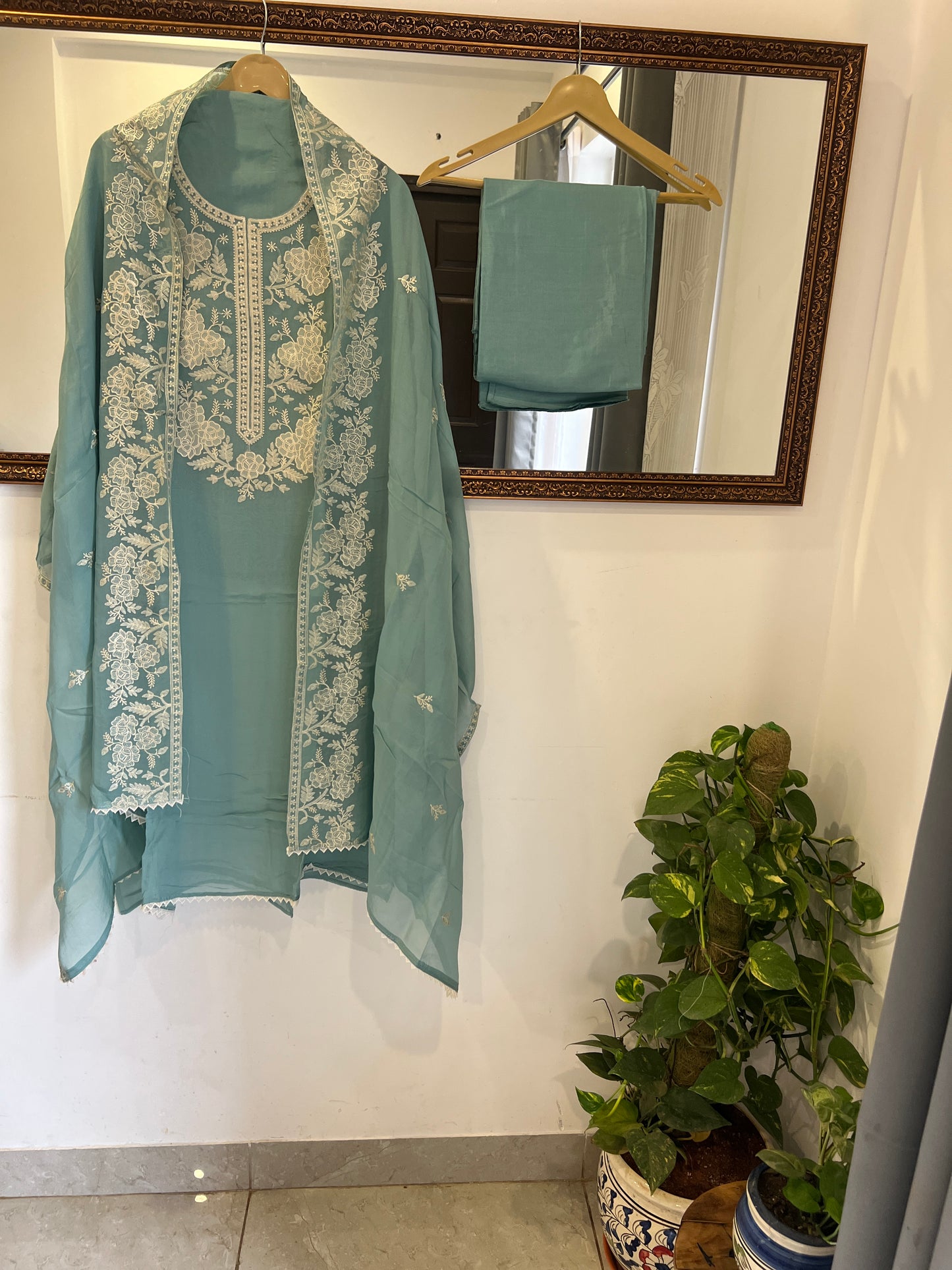 Stunning pastel shades Viscose Organza Salwar Suit