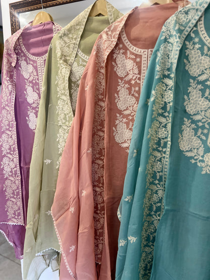 Stunning pastel shades Viscose Organza Salwar Suit