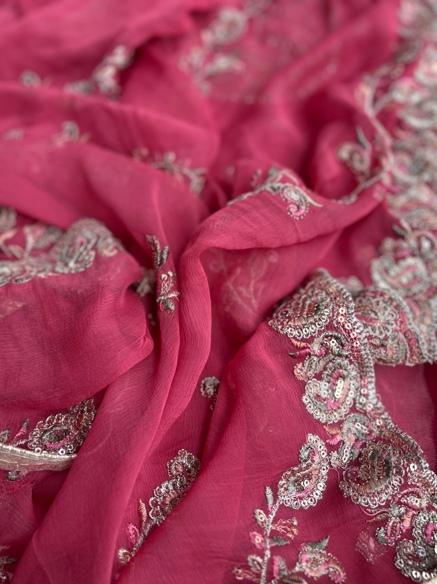 Elegant Chinnon Suit with Embroidered Neck & Daman