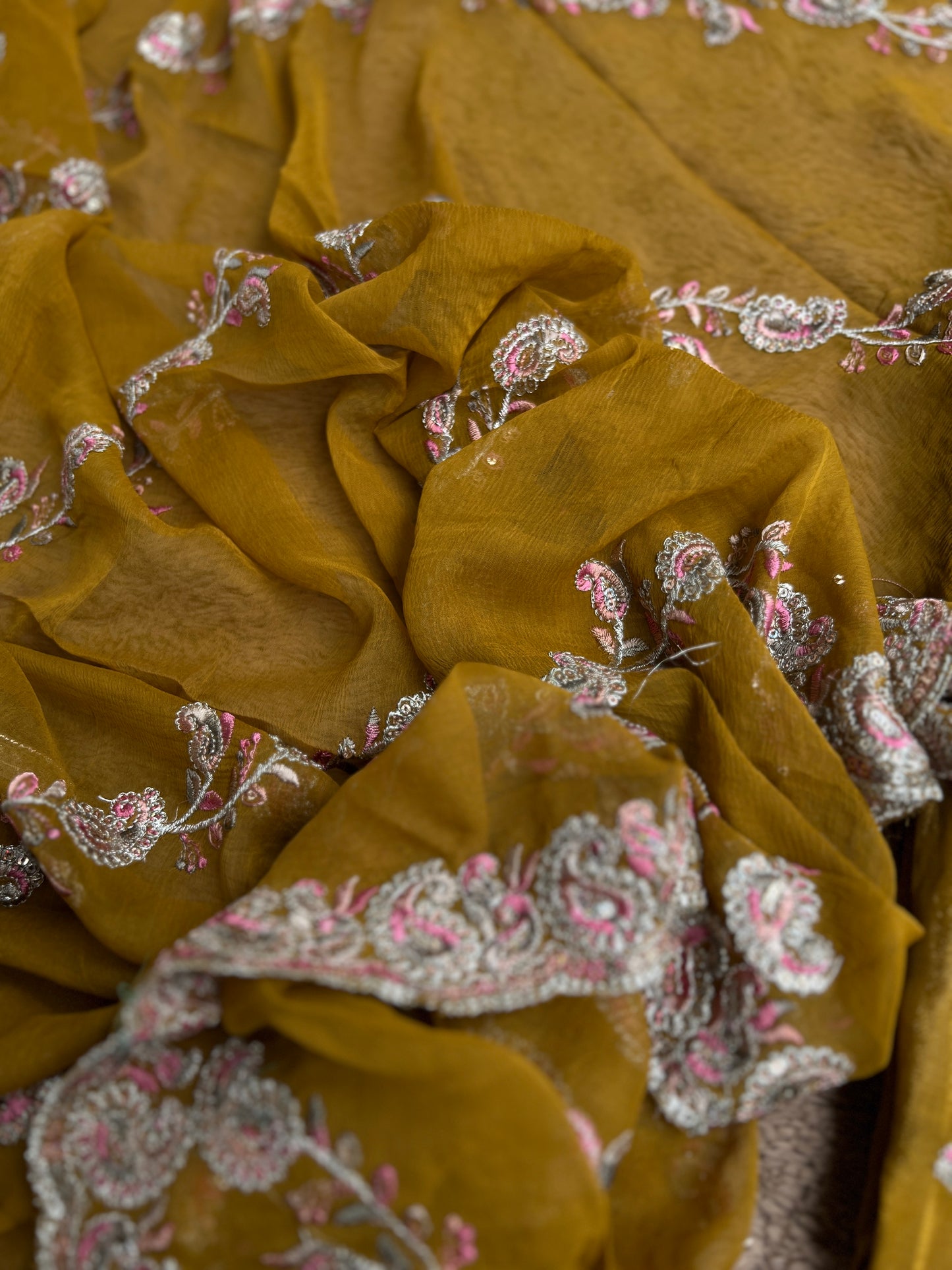 Elegant Chinnon Suit with Embroidered Neck & Daman