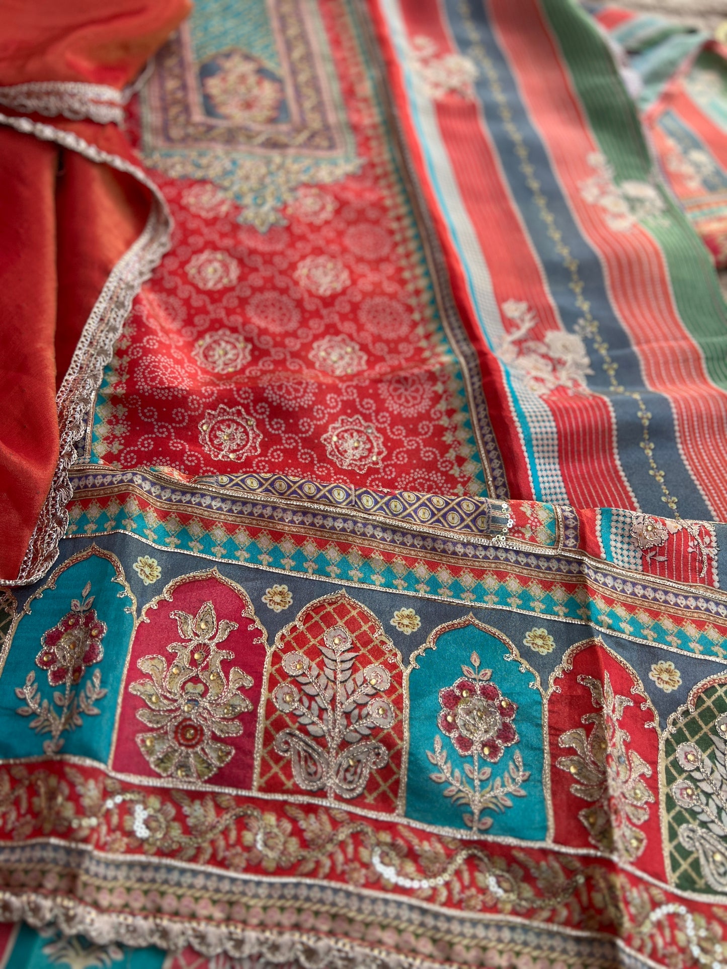 Timeless Rust Shimmer Silk Embroidered Suit for Festive Glam