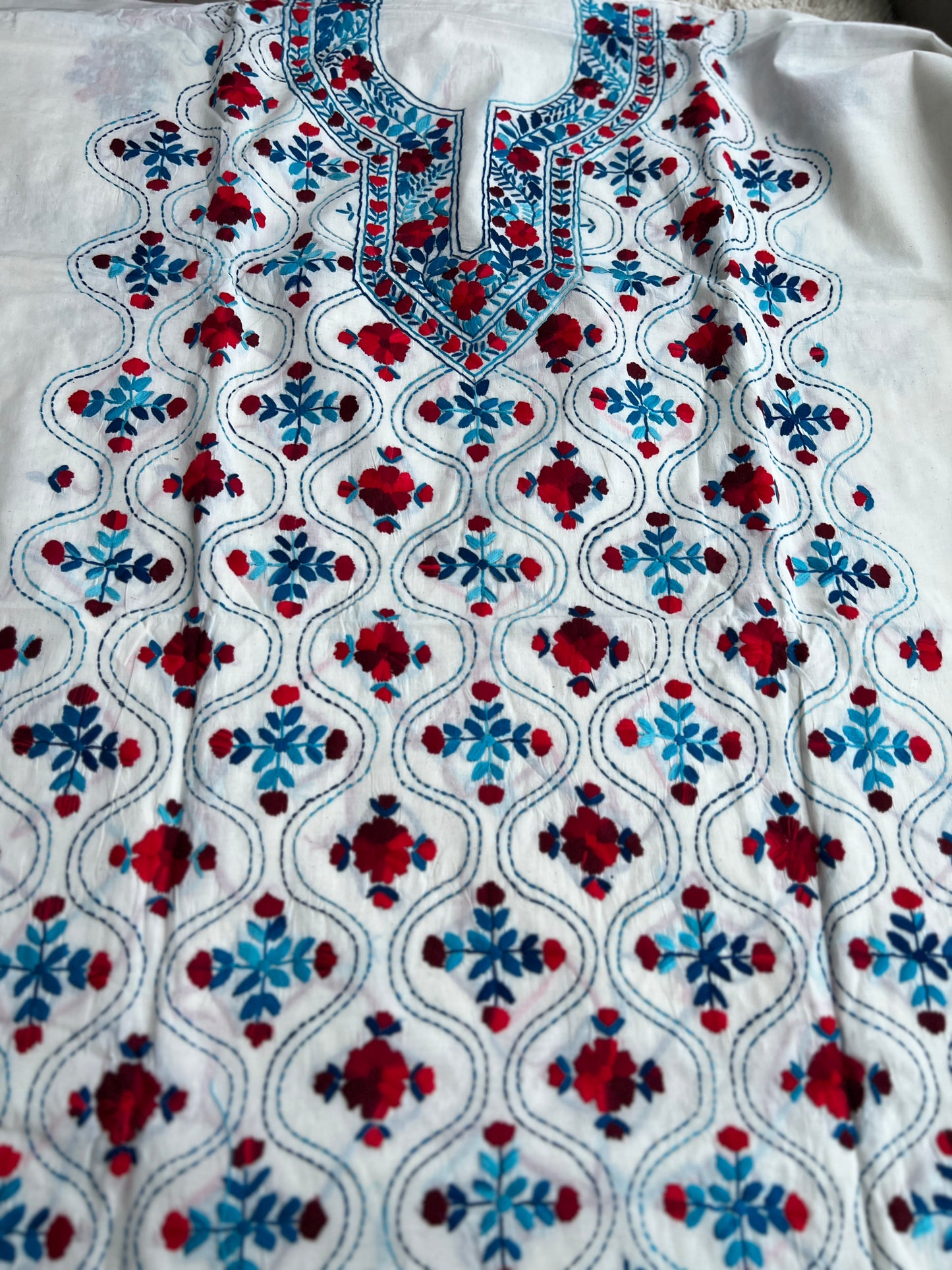 Dual Thread Hand Embroidered Cotton suit