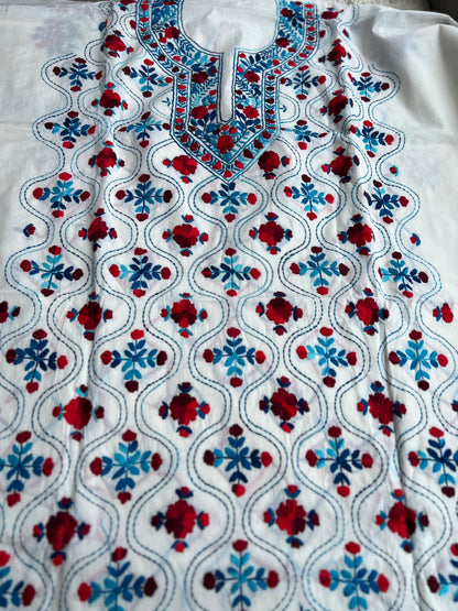 Dual Thread Hand Embroidered Cotton suit