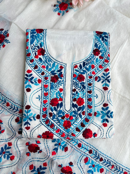 Dual Thread Hand Embroidered Cotton suit