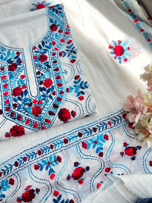 Dual Thread Hand Embroidered Cotton suit