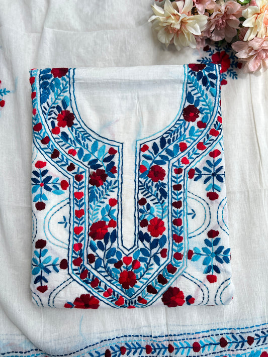 Dual Thread Hand Embroidered Cotton suit