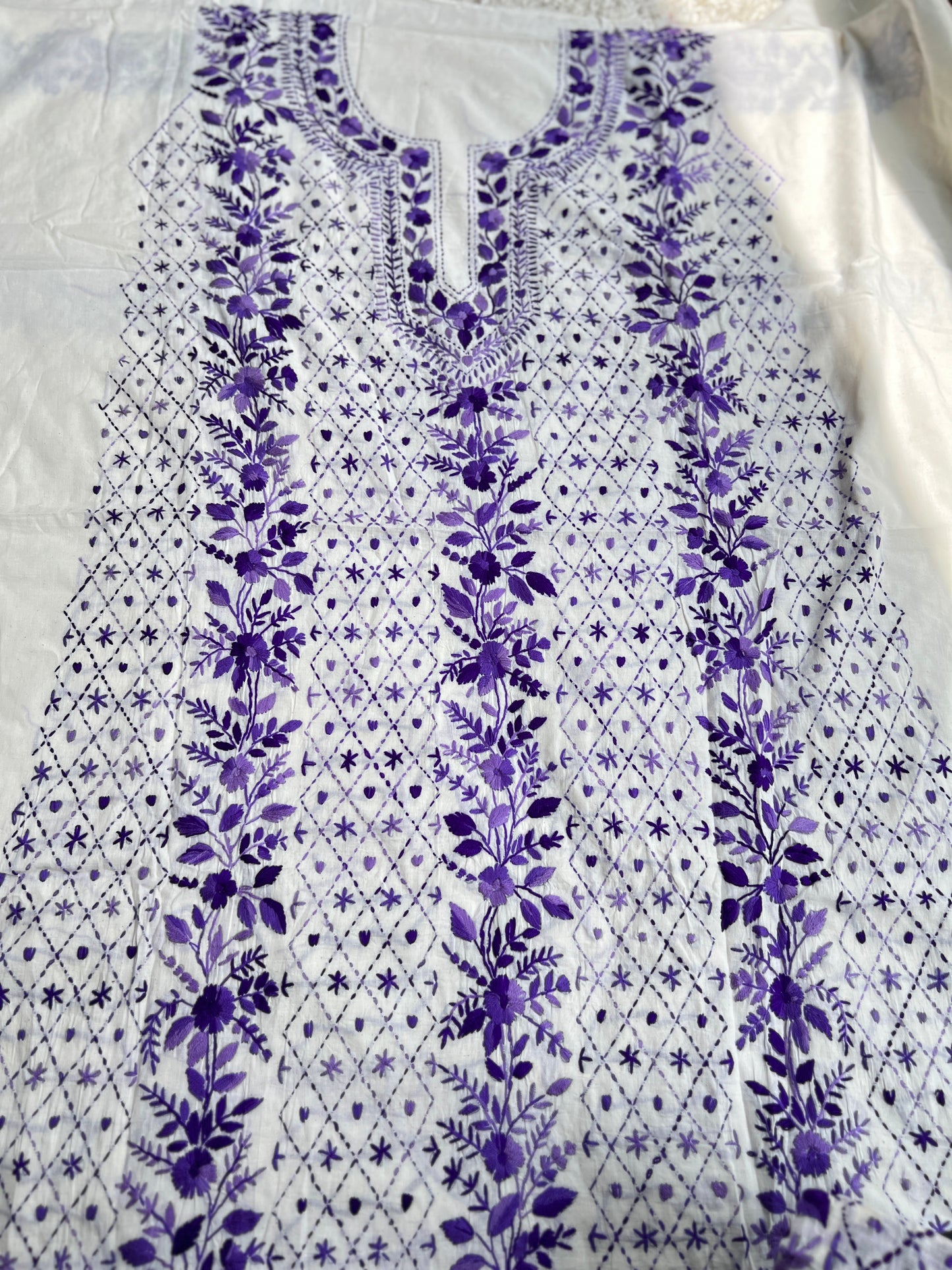 Royal Violet Embroidered Cotton Suit Sset