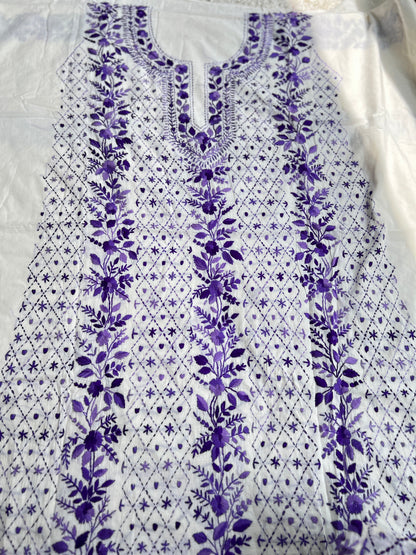 Royal Violet Embroidered Cotton Suit Sset