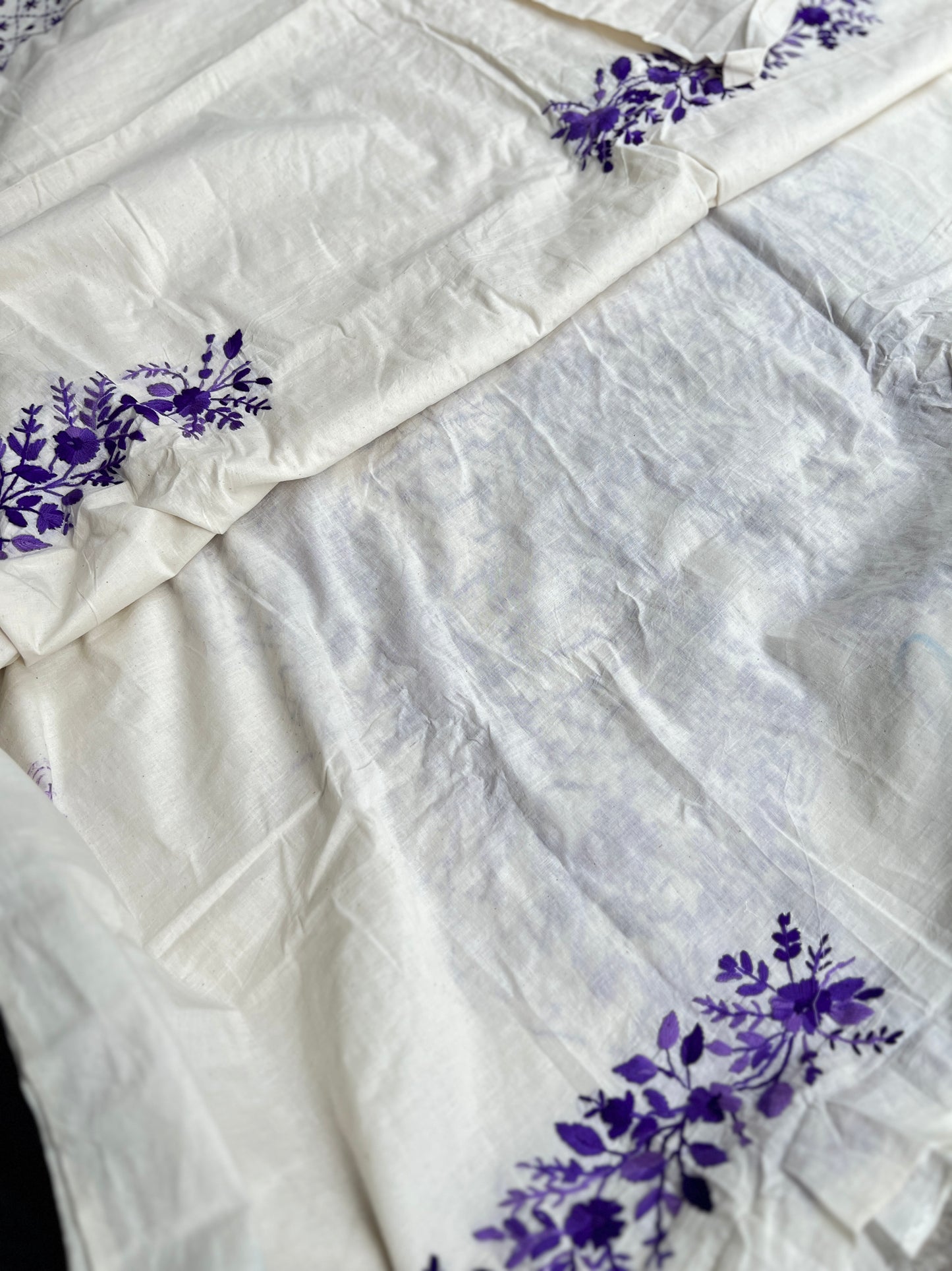 Royal Violet Embroidered Cotton Suit Sset