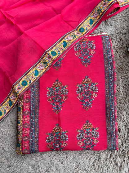 Graceful Organza Suit with Sarosiki Work & Karachi Print Salwar Suit