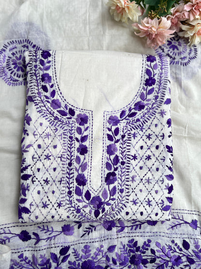 Royal Violet Embroidered Cotton Suit Sset