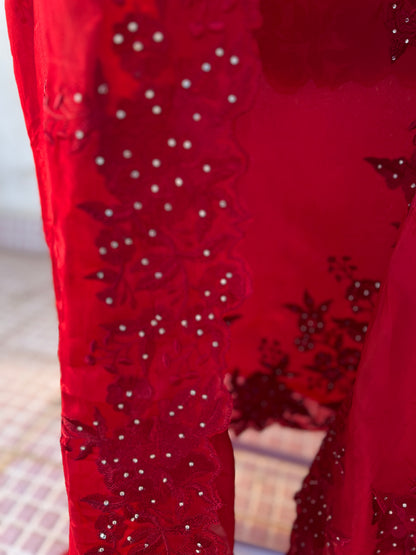 Elegant Pakistani Concept Suit Set – Premium Russian Silk with self  Embroidery