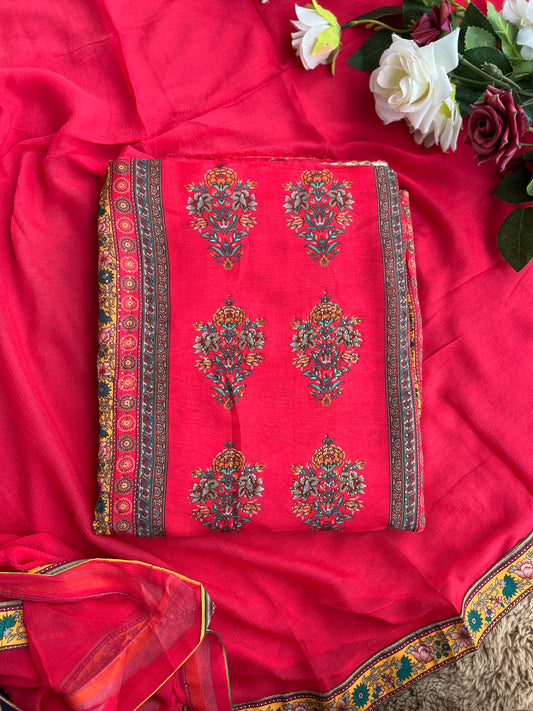 Graceful Organza Suit with Sarosiki Work & Karachi Print Salwar Suit
