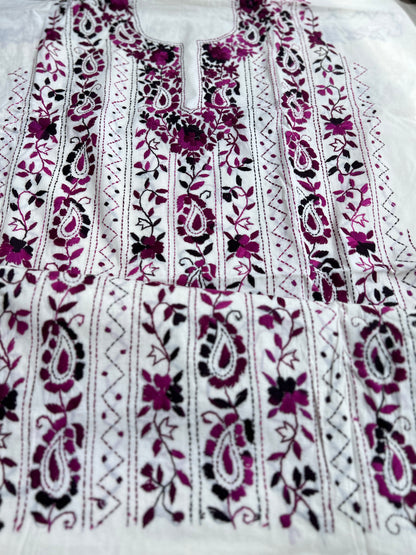 Timeless White Elegance with Exquisite Floral Embroidery