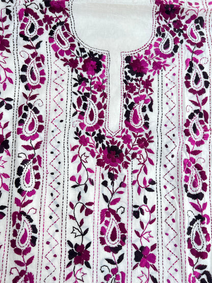 Timeless White Elegance with Exquisite Floral Embroidery