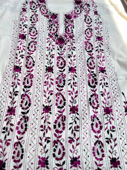 Timeless White Elegance with Exquisite Floral Embroidery