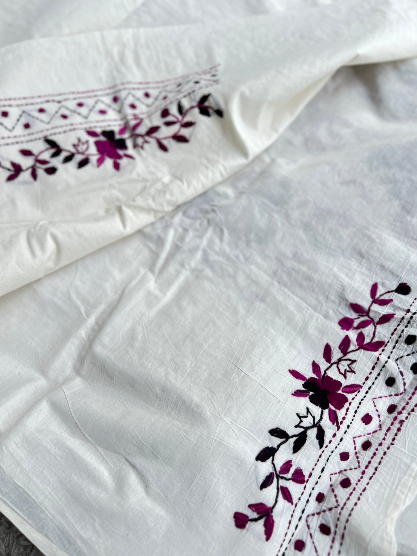Timeless White Elegance with Exquisite Floral Embroidery