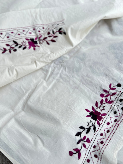 Timeless White Elegance with Exquisite Floral Embroidery