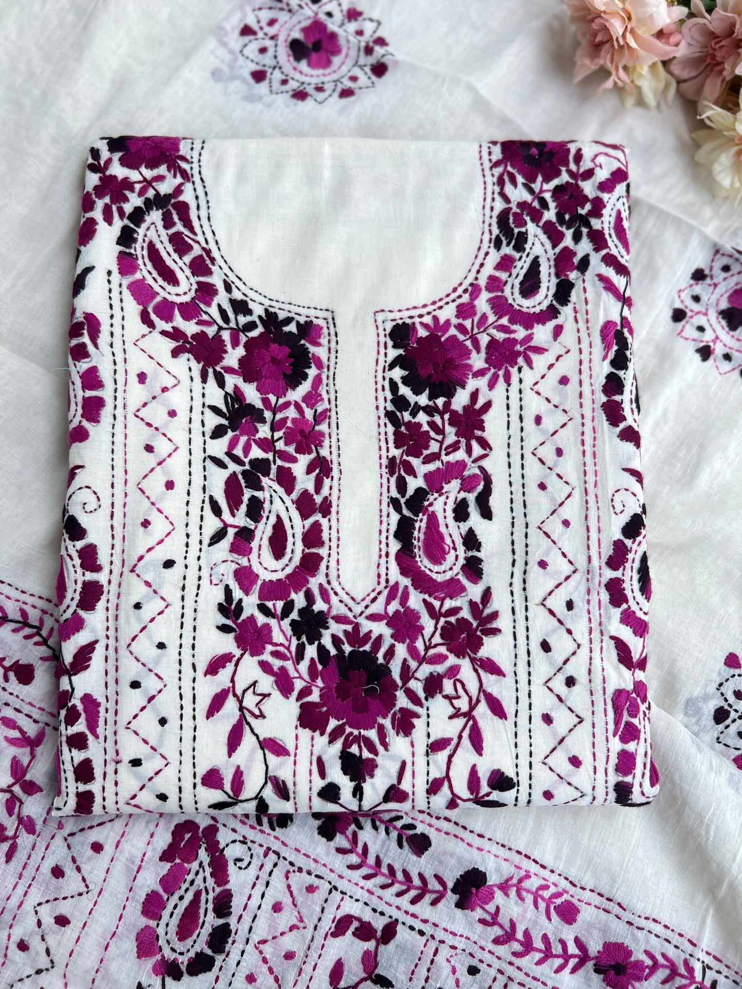 Timeless White Elegance with Exquisite Floral Embroidery
