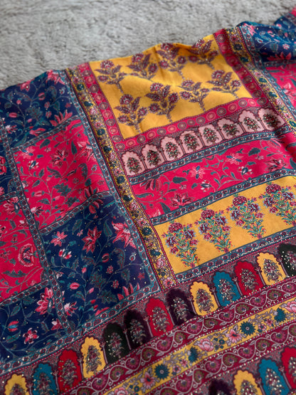 Graceful Organza Suit with Sarosiki Work & Karachi Print Salwar Suit