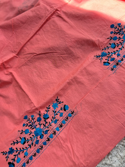 Pink Blossom Embroidered Cotton Suit