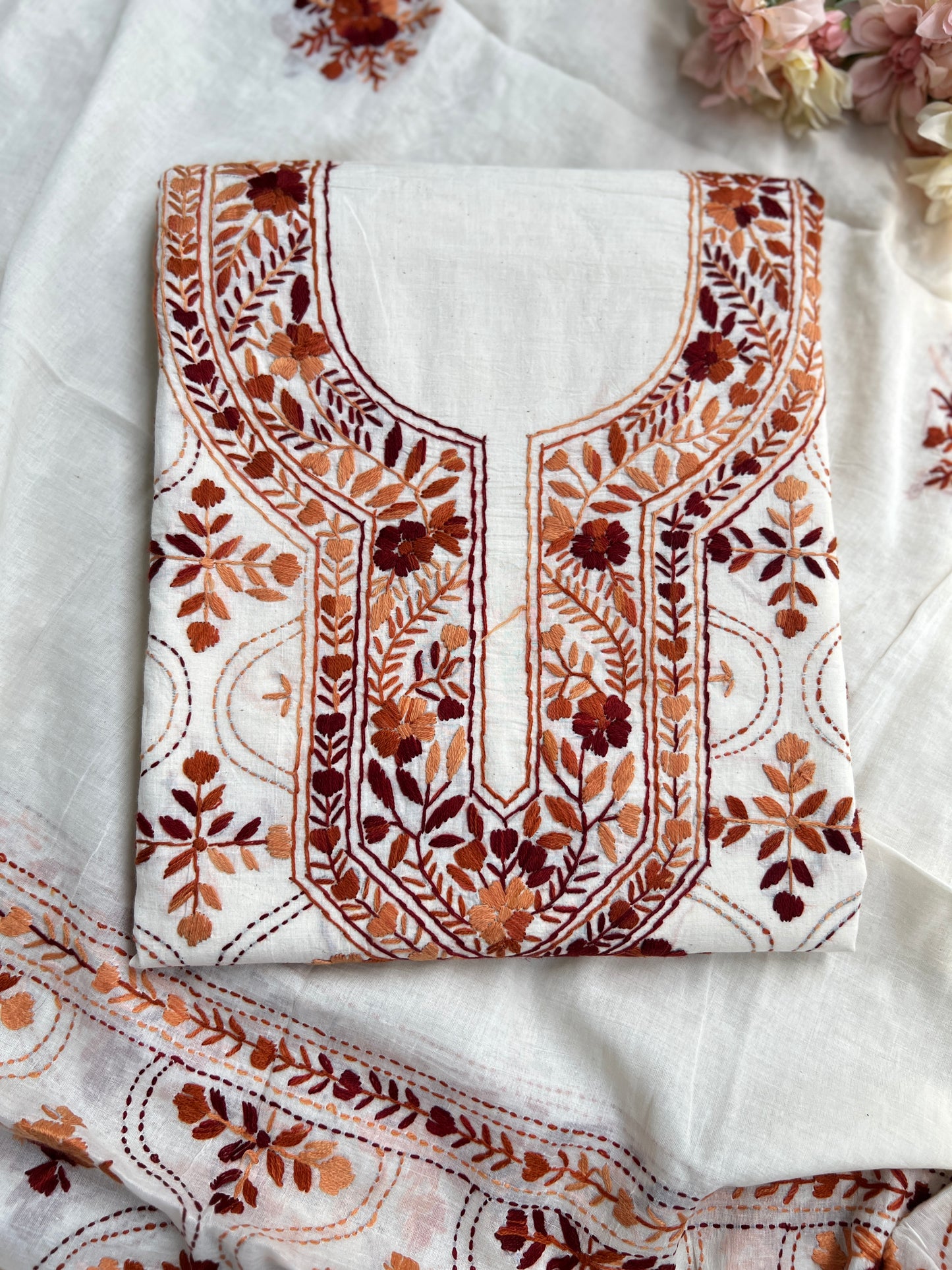 Heritage Rust Embroidered Cotton Suit