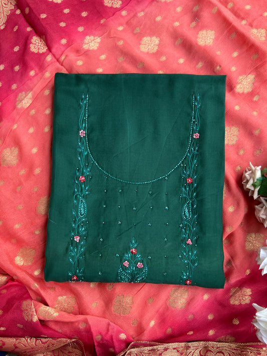 Green and Maroon Salwar Suit with  Georgette Banarasi Dupatta