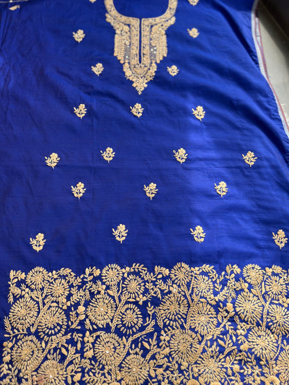 Royal Blue  Hand-Embroidered Chanderi Silk