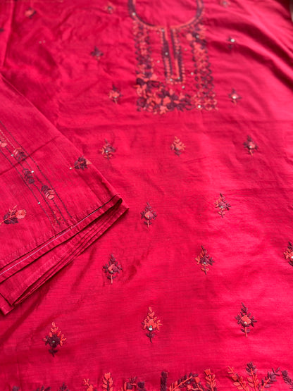 Red Floral Hand Embroidery Suit