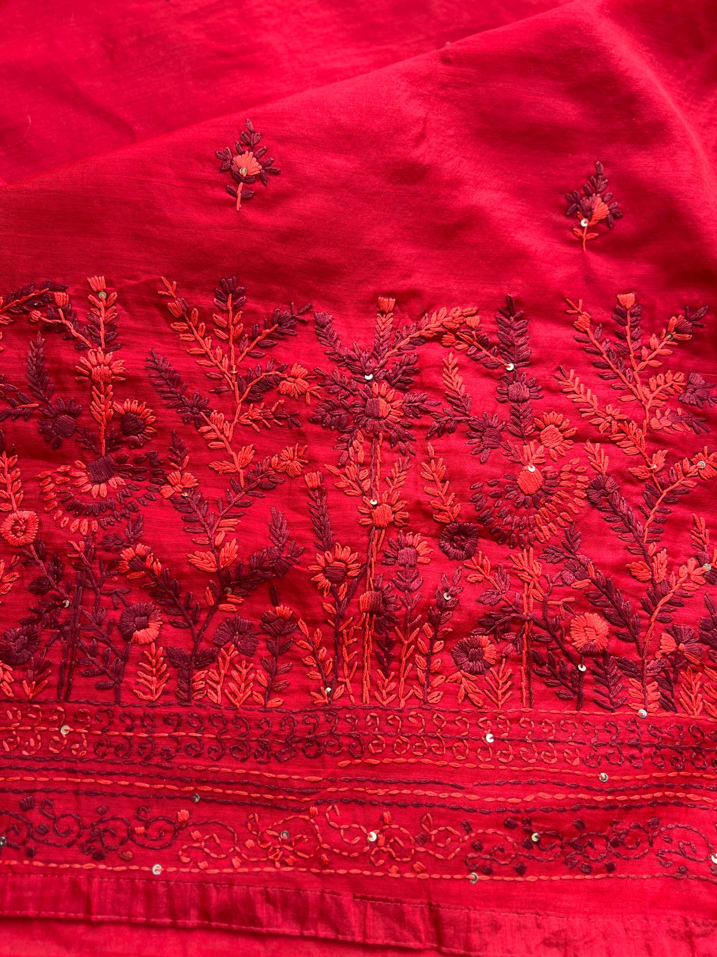 Red Floral Hand Embroidery Suit