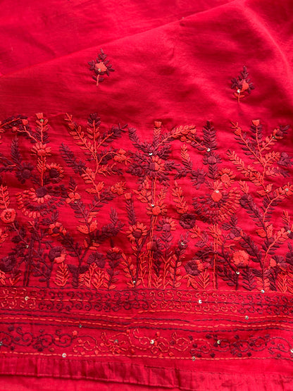 Red Floral Hand Embroidery Suit