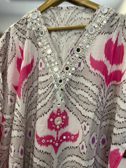 Pink Ikat Maslin Suit Set