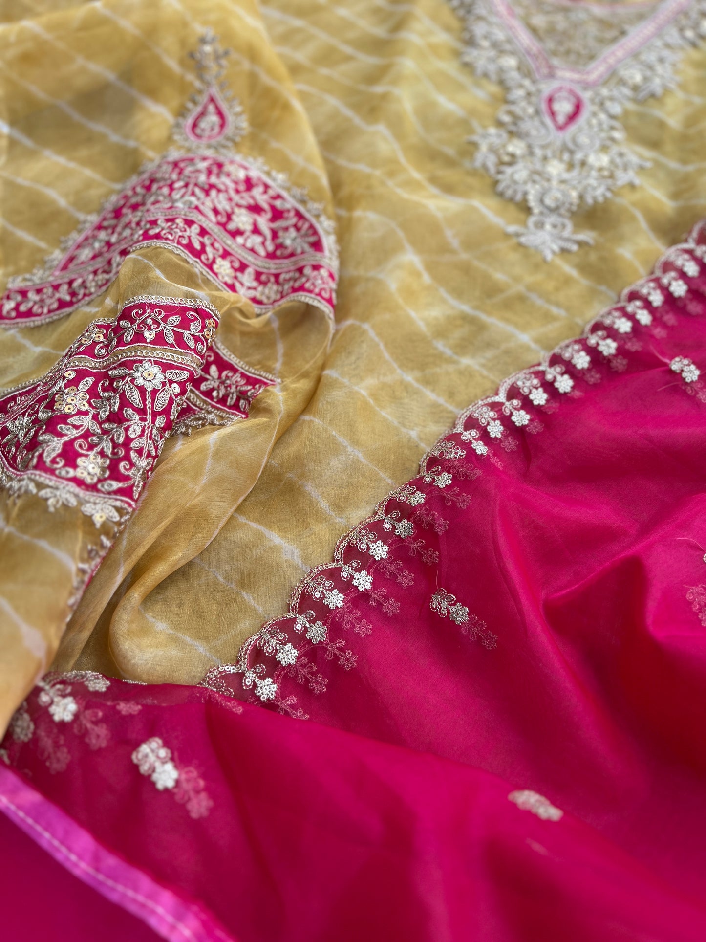 Laheriya Embroidered Beauty with Organza Dupatta