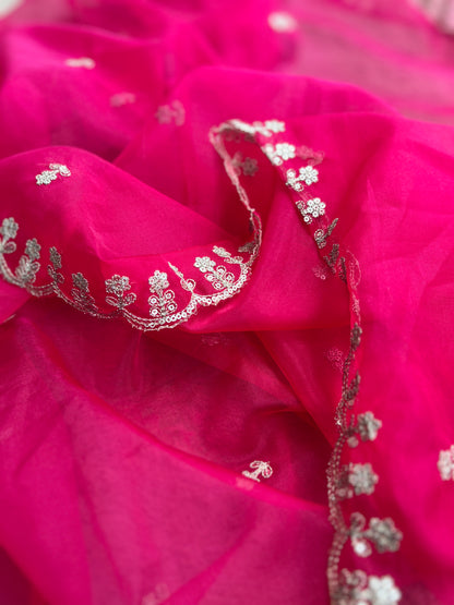 Laheriya Embroidered Beauty with Organza Dupatta
