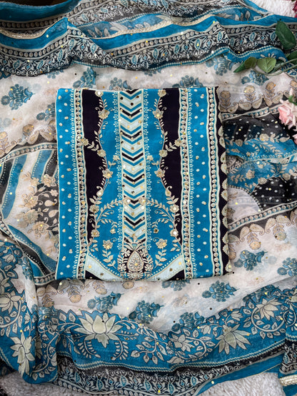 Karanchi print Mirror Crepe Suit