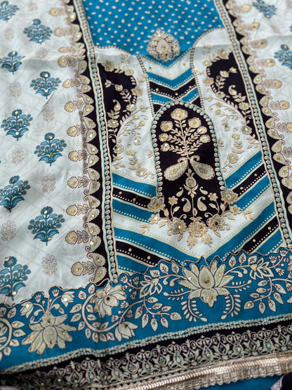 Karanchi print Mirror Crepe Suit