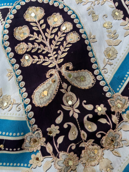 Karanchi print Mirror Crepe Suit
